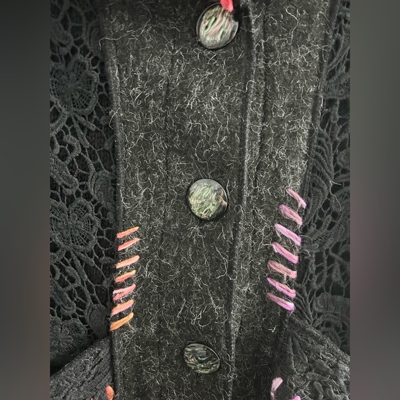 Felicity wool mohair cardigan unique embroidered sweater vintage - Picture 10 of 10